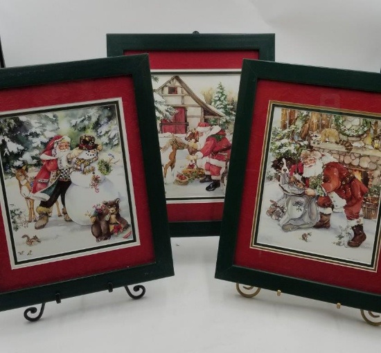 HOLIDAY- THREE FRAMED JODI JENSEN CHRISTMAS PRINTS SIGNED