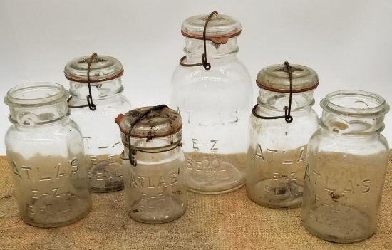 SIX ANTIQUE ATLAS JARS