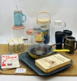 CONTAINERS, JUGS, COOKBOOKS, AND PANS