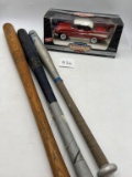 1957 CHEV BELAIRE AND THREE VINTAGE BASEBALL BATS