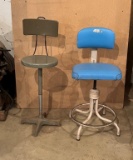 TWO VINTAGE SHOP STOOLS