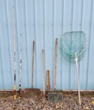 FISHING POLES, NET AND HAND TOOLS
