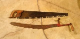 VINTAGE CROSSCUT SAW AND HAY KNIFE