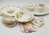 VINTAGE SERVING DISHES AND LINENS