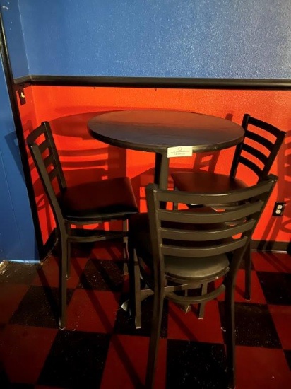 ONE TALL BISTRO TABLE AND THREE CHAIRS