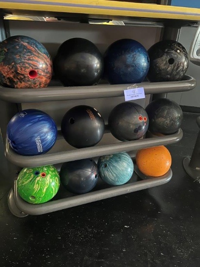 TWELVE BOWLING BALLS