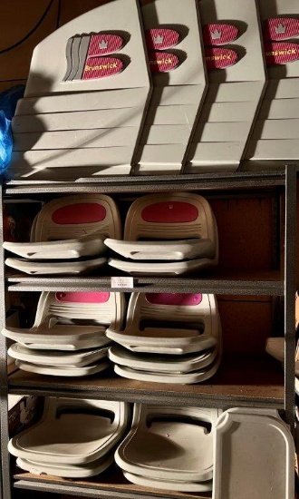 STORAGE SHELF AND EXTRA BRUNSWICK SEATS AND BALL RETURN COVERS