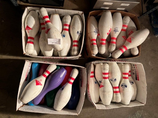 FOUR BOXES OF BOWLING PINS
