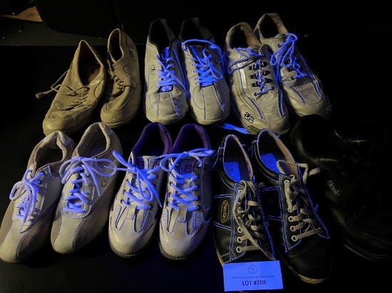 SIX PAIRS OF USED BOWLING ALLEY SHOES