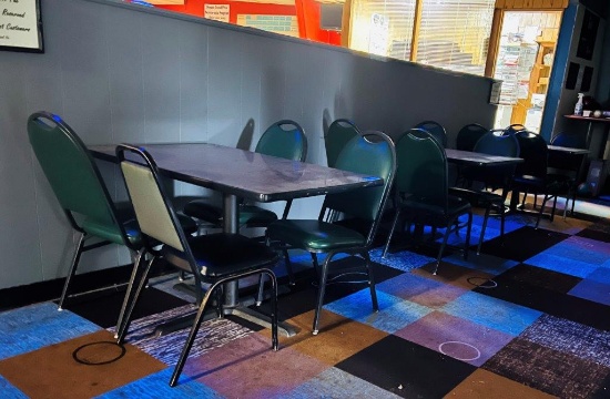 THREE TABLES WITH CHAIRS
