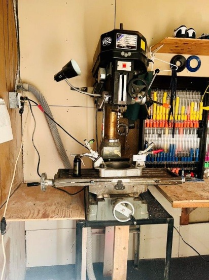 JET MILLING/DRILLING MACHINE MODEL NO. JMD-18 & BOWLING BALL TOOLS, ENTIRE WALL FULL