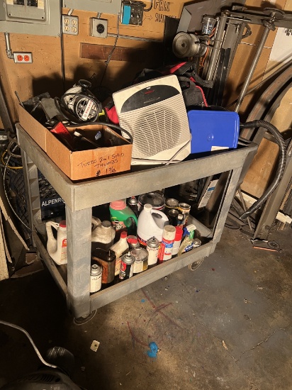 PLASTIC CART WITH CONTENTS