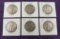 6 CIRCULATED WALKING LIBERTY HALVES.  GREAT 90% COINS.