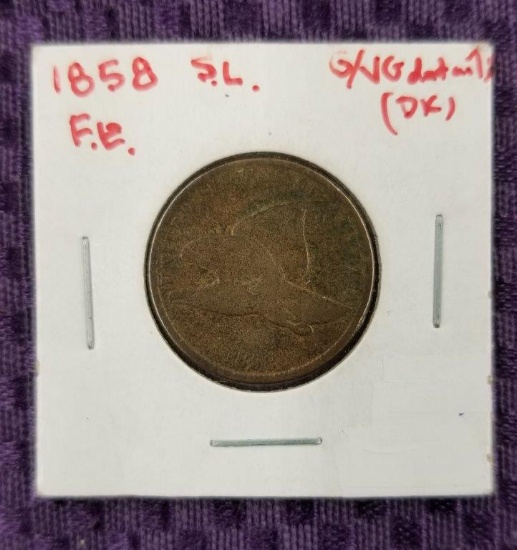 1858 FLYING EAGLE CENT, SMALL LETTER.