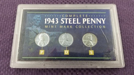 1943 STEEL CENT SET DISPLAY HOLDER.