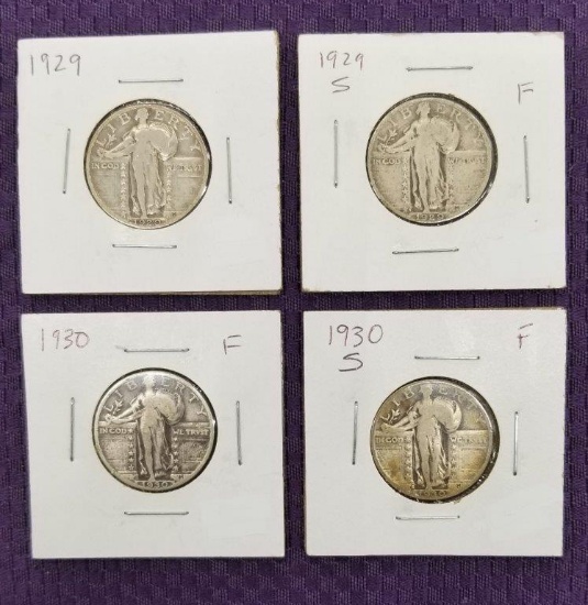 4 STANDING LIBERTY QUARTERS.  A FINE OR BETTER.
