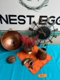 MIDCENTURY CLOCK & COPPER KITCHEN COLLECTABLES
