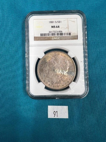 NGC Slabbed 1881 Philly Morgan Dollar.