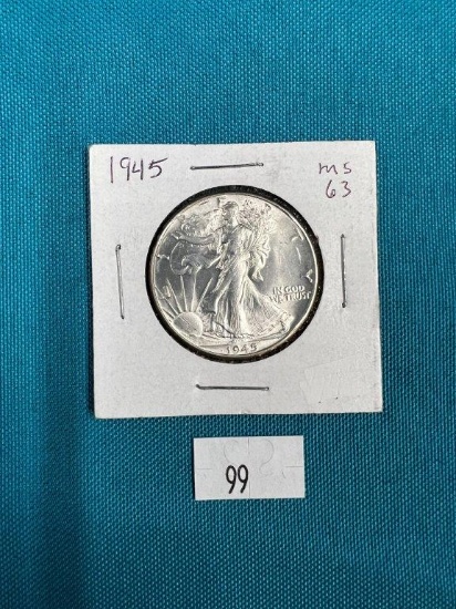 1945 Philly BU Walking Liberty Half.