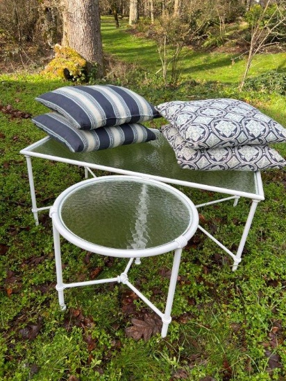 PATIO TABLES AND PILLOWS