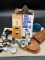 STOP WATCH, COMPASS, LOOP, LEATHER CASE LOT