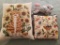 EMBROIDERED CAT PILLOW, BIRDS AND FLOWERS, AND QUILT STYLE ELEPHANT