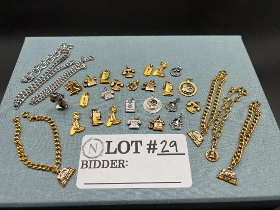ASSORTED CHARM BRACELETS AND CHARMS LOT