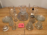 CUT GLASS PITCHER AND DECANTER LOT