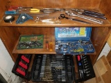 RYOBI DRILL BIT SET IN CASE AND VARIOUS TOOLS