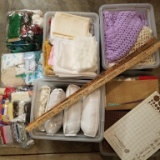 LARGE LOT OF CRAFTING MATERIALS INCLUDING YARD STICKS AND YARN