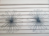 TWO LARGE BENT WIRE METAL FLOWERS