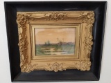 ANTIQUE WATERCOLOR FRAMED IN GLASS