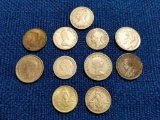 ELEVEN SMALL SILVER FOREIGN COINS