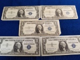 FIVE ONE DOLLAR SILVER CERTIFICATES