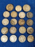 TWO US WAR NICKELS AND 17 90% MERCURY DIMES