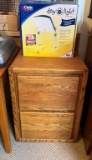 WOODEN FILE CABINET AND DAYLIGHT LAMP LOT