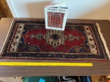BLUE BORDER WOVEN RUG WITH RUG BOOK