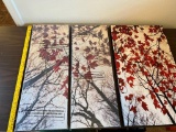 3 RED MAPLE PICTURE PANELS LOT