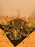 COLLECTION OF YELLOW DEPRESSION GLASSWARE AND CUPS
