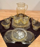 YELLOW DEPRESSION GLASS WITH PITCHER