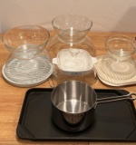 CORNINGWARE, GLASS MIXING BOWLS, AND COOKING PANS