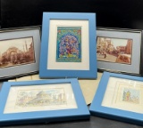 COLLECTION OF FIVE TRAVEL ART PIECES