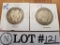 2 BARBER HALF DOLLARS