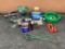 HITACHI COMPOUND SAW, CAR PARTS, TOOLS, COLEMAN FURL, AND MORE