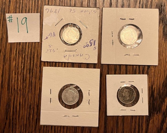 4 OLD CANADIAN 5 CENT SILVER