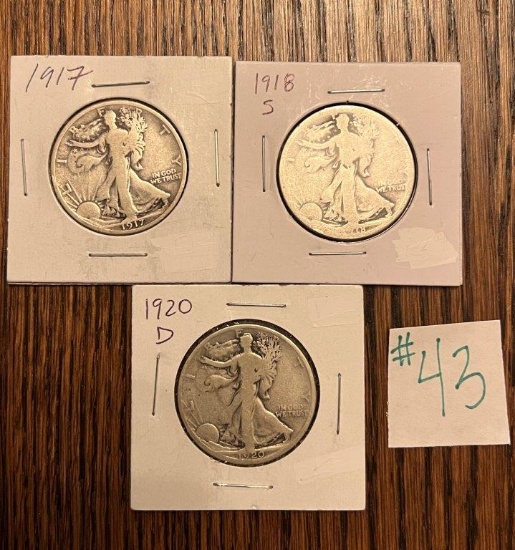 3 WALKING LIBERTY HALF DOLLARS