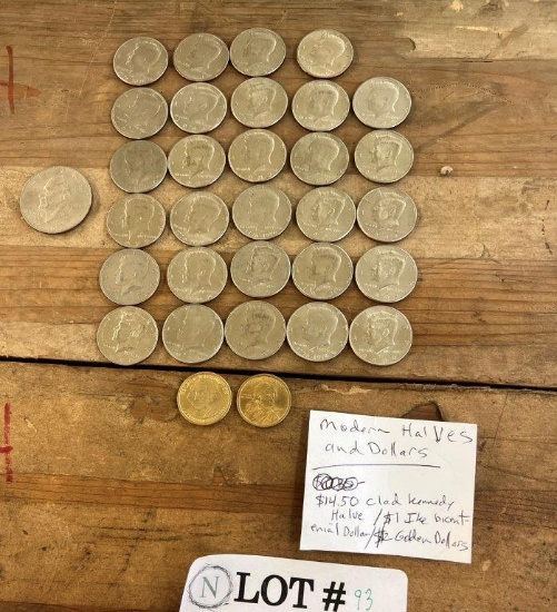 CLAD HALVES, IKE DOLLAR AND GOLDEN DOLLARS