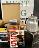 BELLA DEEP FRYER, COOKBOOKS, AND COFFEE STOVE TOP PERCOLATOR