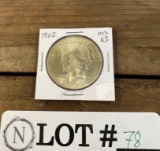 1922 PHIL PEACE DOLLAR. BU+