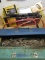 MITER BOX, HAND SAW, BLUE TOOLBOX, MISC HARDWARE AND TOOLS LOT